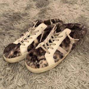 Vintage Havana sneakers snuggle Sherpa snake slip on open heel leather shoes